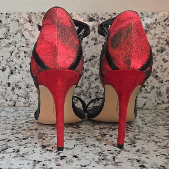 Charles David Black and Red Strappy Heels - Picture 6 of 9